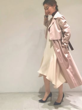 「アシンメトリー」｜「アイテム（トレンチコート）」を使った、RENAさん（レディース・158cm）の春コーディネート