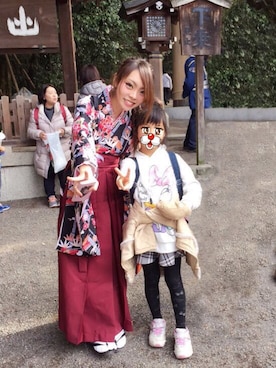 「袴」｜「アイテム（オールインワン・サロペット）」を使った、aikaさん（レディース・158cm）の冬コーディネート