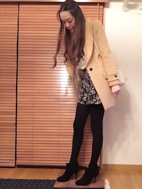 「NINE（ナイン）のアイテム（ステンカラーコート）」を使った、chima*さん（レディース・165cm）の冬コーディネート