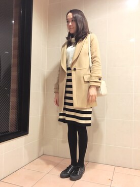 「NINE（ナイン）のアイテム（ステンカラーコート）」を使った、chima*さん（レディース・165cm）の冬コーディネート
