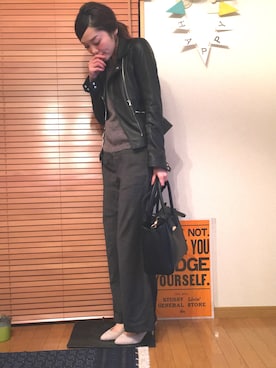 「ライタースジャケット」｜「アイテム（その他）」を使った、chima*さん（レディース・165cm）の春コーディネート