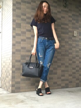 「BEAUTY&YOUTH UNITED ARROWS（ビューティーアンドユースユナイテッドアローズ）のBY∵ フラップメタル2WAYトート3 ◆（トートバッグ）」を使った、chima*さん（レディース・165cm）の夏コーディネート