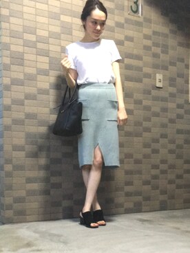 「BEAUTY&YOUTH UNITED ARROWS（ビューティーアンドユースユナイテッドアローズ）のBY∵ フラップメタル2WAYトート3 ◆（トートバッグ）」を使った、chima*さん（レディース・165cm）の夏コーディネート