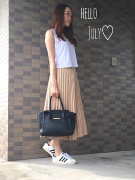 「BEAUTY&YOUTH UNITED ARROWS（ビューティーアンドユースユナイテッドアローズ）のBY∵ フラップメタル2WAYトート3 ◆（トートバッグ）」を使った、chima*さん（レディース・165cm）の夏コーディネート