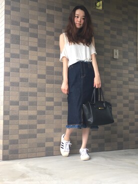 「BEAUTY&YOUTH UNITED ARROWS（ビューティーアンドユースユナイテッドアローズ）のBY∵ フラップメタル2WAYトート3 ◆（トートバッグ）」を使った、chima*さん（レディース・165cm）の夏コーディネート