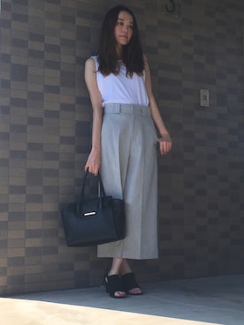 「BEAUTY&YOUTH UNITED ARROWS（ビューティーアンドユースユナイテッドアローズ）のBY∵ フラップメタル2WAYトート3 ◆（トートバッグ）」を使った、chima*さん（レディース・165cm）の夏コーディネート