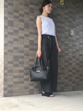 「BEAUTY&YOUTH UNITED ARROWS（ビューティーアンドユースユナイテッドアローズ）のBY∵ フラップメタル2WAYトート3 ◆（トートバッグ）」を使った、chima*さん（レディース・165cm）の夏コーディネート