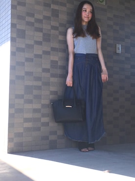 「BEAUTY&YOUTH UNITED ARROWS（ビューティーアンドユースユナイテッドアローズ）のBY∵ フラップメタル2WAYトート3 ◆（トートバッグ）」を使った、chima*さん（レディース・165cm）の夏コーディネート