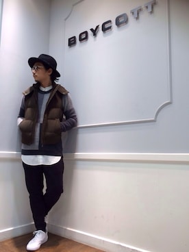 「スエット」｜「アイテム（ブルゾン）」を使った、boycott 北千住丸井店　スタッフさん（メンズ・174cm）の秋コーディネート