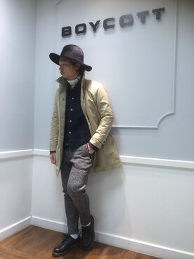 「スエット」｜「アイテム（ブルゾン）」を使った、boycott 北千住丸井店　スタッフさん（メンズ・174cm）の冬コーディネート