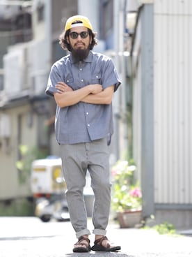 「NATAL DESIGN（ネイタルデザイン）のアイテム」を使った、SCATTER BRAIN nicoじいさん（メンズ・175cm）の夏コーディネート