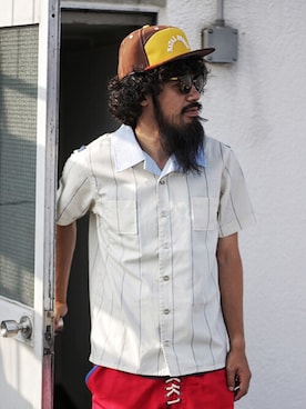 「NATAL DESIGN（ネイタルデザイン）のアイテム（キャップ）」を使った、SCATTER BRAIN nicoじいさん（メンズ・175cm）の夏コーディネート
