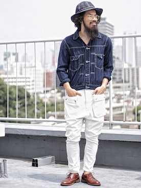 「no brand（ノーブランド）のアイテム（帽子）」を使った、SCATTER BRAIN nicoじいさん（メンズ・175cm）の夏コーディネート