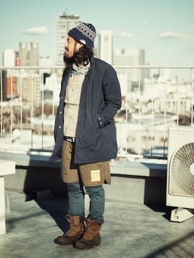 「NATAL DESIGN（ネイタルデザイン）のアイテム（チノパンツ）」を使った、SCATTER BRAIN nicoじいさん（メンズ・175cm）の冬コーディネート