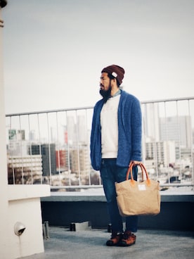 「NATAL DESIGN（ネイタルデザイン）のアイテム（トートバッグ）」を使った、SCATTER BRAIN nicoじいさん（メンズ・175cm）の冬コーディネート