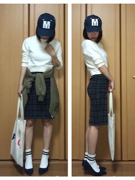 「moussy」｜「アイテム（ノーカラージャケット）」を使った、satomiさん（レディース・155cm）の秋コーディネート