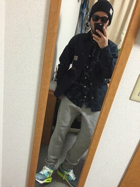 「Carhartt WIP（カーハートダブリューアイピー）のアイテム（カバーオール）」を使った、良介工藤さん（メンズ・169cm）の冬コーディネート