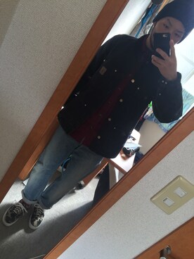 「Carhartt WIP（カーハートダブリューアイピー）のアイテム（カバーオール）」を使った、良介工藤さん（メンズ・169cm）の冬コーディネート