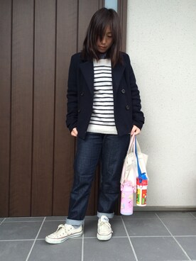 「コンバンース」｜「アイテム（ピーコート）」を使った、こうさん（レディース・152cm）の冬コーディネート