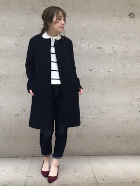 「アンゴラ」｜「アイテム（その他アウター）」を使った、たきさん（レディース・156cm）の秋コーディネート