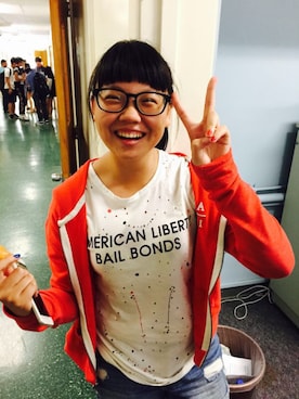 「Abercrombie&Fitch（アバークロンビーアンドフィッチ）のアイテム（スタジャン）」を使った、珍妮佛jenniferさん（レディース・165cm）の夏コーディネート