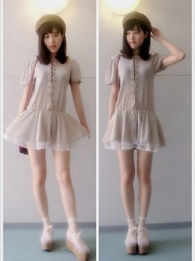 「麦わら帽子」｜「アイテム（ハンチング/ベレー帽）」を使った、Pinkさん（レディース・166cm）の夏コーディネート