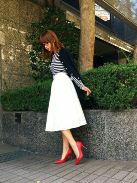 「MICOAMERI（ミコアメリ）のアイテム（スカート）」を使った、加藤ナナ（加藤ちゃん）さん（レディース・160cm）の秋コーディネート