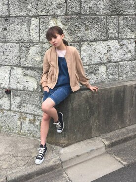 「SNIDEL（スナイデル）のアイテム（ブルゾン）」を使った、加藤ナナ（加藤ちゃん）さん（レディース・160cm）の春コーディネート