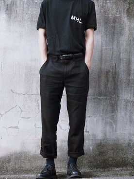 「MARGARET HOWEEL」｜「アイテム（モカシン/デッキシューズ）」を使った、takaさん（メンズ・170cm）の秋コーディネート