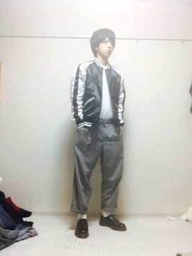 「ワッフル」｜「アイテム（ナイロンジャケット）」を使った、こう『今日から相互フォロー』さん（メンズ・169cm）の秋コーディネート