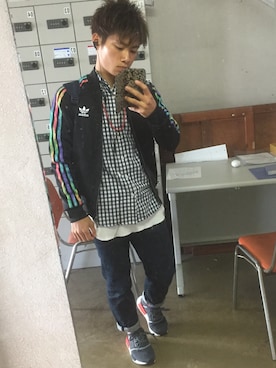 「アイテム（ジャージ）」を使った、なべすけさん（メンズ・160cm・10代）の秋コーディネート