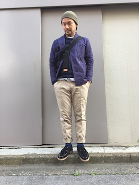 「nanamica（ナナミカ）のアイテム（Tシャツ/カットソー）」を使った、AtsushiSaitoさん（メンズ・165cm）の春コーディネート