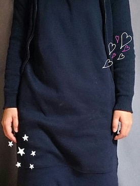 「UNIQLO（ユニクロ）のアイテム（ワンピース、ブラック系）」を使った、沙季さん（レディース・151cm）の秋コーディネート