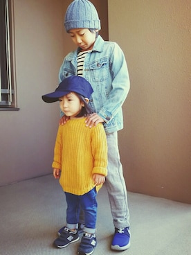 「BNT（ビーエヌティー　　）のアイテム（帽子）」を使った、hayumiさん（キッズ・90cm）の秋コーディネート