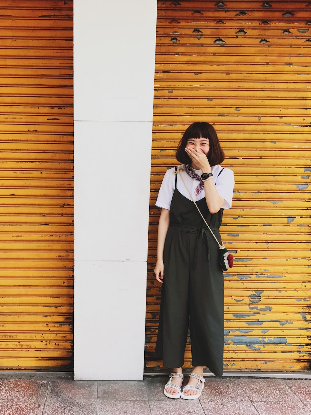 「休日スタイル、ootd、GU、teva、Taiwan、Tainan、台湾、台南、デニム、ボーダー」｜「GUのアイテム（トップス、ホワイト系）」を使った、Gさん（レディース・168cm）の秋コーディネートの1枚目の写真