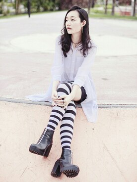 「wearsg」｜「アイテム（レッグウェア）」を使った、PUPURENさん（レディース・171cm）の春コーディネート