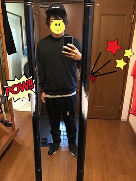 「N.HOOLYWOOD（N.ハリウッド）のアイテム（スウェット）」を使った、Tomo Saraさん（メンズ・171cm）の冬コーディネート