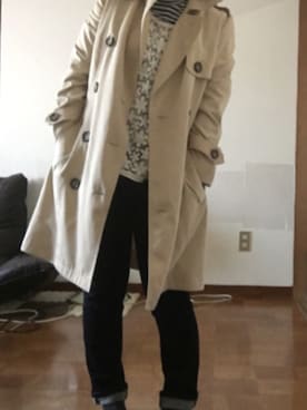 「OZOC（オゾック）のアイテム（トレンチコート、ベージュ系）」を使った、華さん（レディース・150cm）の春コーディネート