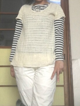 「MJUKA.（ミューカ）のアイテム（パンツ）」を使った、華さん（レディース・150cm）の春コーディネート