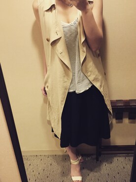 「アイテム（トレンチコート）」を使った、erina さん（レディース・165cm）の春コーディネート