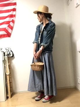 「Ungrid（アングリッド）の 【Casual】ｳﾞｨﾝﾃｰｼﾞGｼﾞｬﾝ （デニムジャケット）」を使った、erina さん（レディース・165cm）の春コーディネート