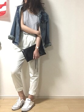 「アイテム（タンクトップ）」を使った、erina さん（レディース・165cm）の春コーディネート