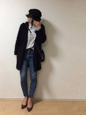 「もけもけ」｜「アイテム（キャップ）」を使った、erina さん（レディース・165cm）の冬コーディネート