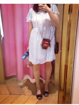 「wclosetのアイテム（ワンピース、ブルー系）」を使った、鲑鱼寿司卷さんの冬コーディネート
