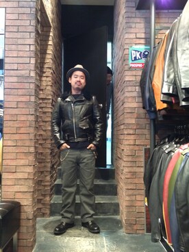 「バレンタインデートスタイル」｜「アイテム（ライダースジャケット）」を使った、wakiさん（メンズ・165cm）の冬コーディネート