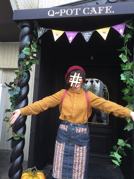 「KAPITAL」｜「アイテム（ハンチング/ベレー帽）」を使った、こたにさん（レディース・159cm）の秋コーディネート