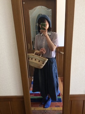 「RNA-N（アールエヌエーエヌ）のアイテム（ハンチング/ベレー帽）」を使った、こたにさん（レディース・159cm）の夏コーディネート
