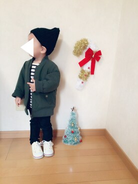「アイテム（MA-1）」を使った、RENさん（キッズ・80cm）の冬コーディネート