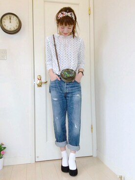 「RNA（アールエヌエー）のアイテム」を使った、山口真帆さん（レディース・161cm）の春コーディネート