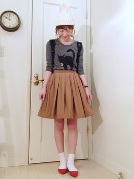 「THE SHINZONE（ザ　シンゾーン）のアイテム（帽子）」を使った、山口真帆さん（レディース・161cm）の春コーディネート